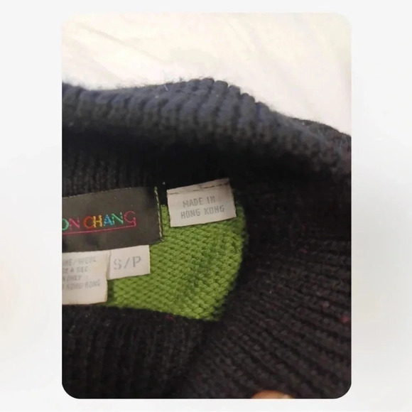 Simon Chang 100% Wool Geometric Turtleneck Sweater Size Small - Picture 5 of 8
